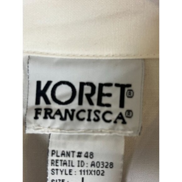 Koret Francisca Floral Jacket L White Full Zip Embroidery Checks Retro Classic - Picture 2 of 14